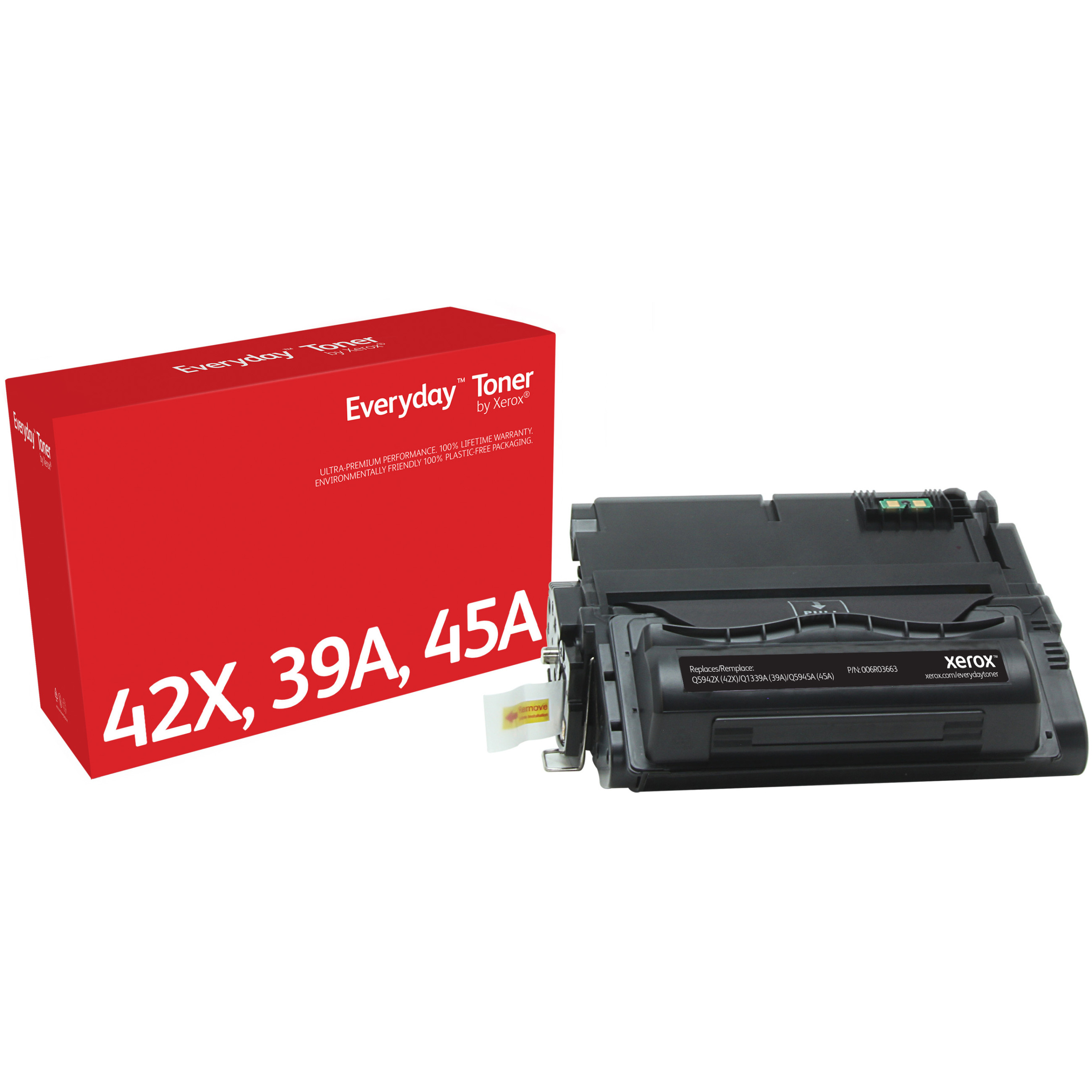 Xerox Everyday Toner Black cartridge equivalent to HP 42X / 39A / 45A for use in: HP LaserJet 4250, 4300, 4350, M4345 MFP (Q5942X)