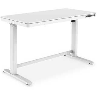 SOP Schreibtisch elektrisch höhenverstellbar mit Schublade und USB-Ladestation 1200x600x120mm 50KG DIGITUS White