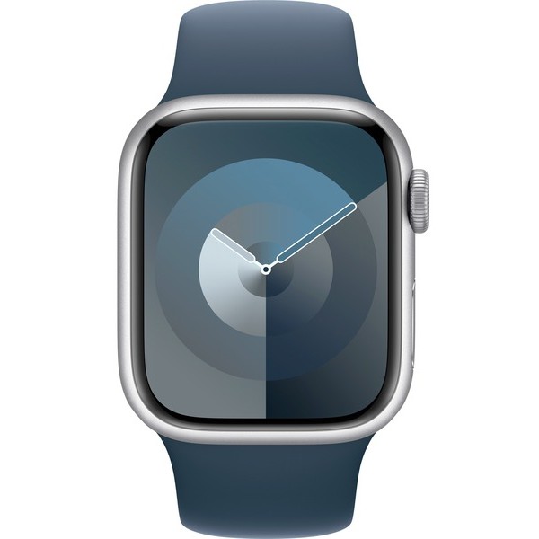 Apple Watch S9 sturmblau) Silber Aluminium NEW 41mm Cellular S/M (Sportarmband