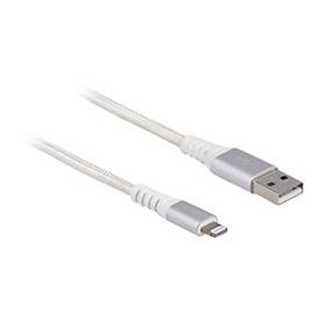 Delock USB Daten- und Ladekabel für iPhone™, iPad™, iPod™ DuPont Kevlar® weiß 3m