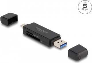 Delock Card Reader SuperSpeed USB 5 Gbps USB Type-C™ / Typ-A für SD und Micro SD Speicherkarten