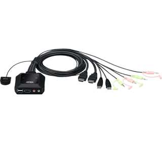 Aten CS22H 2-Port USB 4K HDMI Kabel KVM Switch mit Audio und Remote