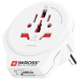 SKROSS Country Adapter World to Europe USB