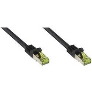 GoodConnections RJ45 Patchkabel mit Cat. 7 Rohkabel und Rastnasenschutz (), S/FTP, PiMF, halogenfrei, 500MHz, OFC, schwarz, 0,5m,