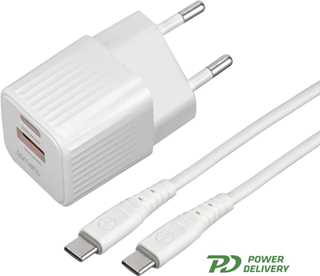 4smarts VoltPlug Duos Mini PD 20W + USB-C Kabel. wei