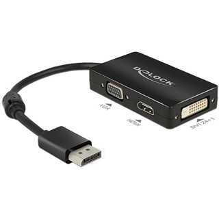 DELOCK Adapterkabel DisplayPort Stecker > 1 x VGA + 1 x HDMI + 1 x DVI 24+1 schwarz