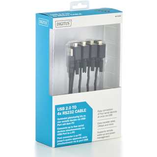 DIGITUS USB 2.0 Anschlusskabel 2.0 -4x RS232 Kabel 1.5m. sw