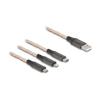 Delock USB RGB Ladekabel 3 in 1 Typ-A zu Lightning™ / Micro USB / USB Type-C™ 1,20 m