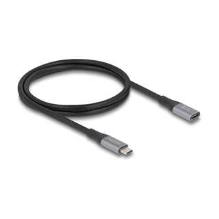 Delock USB 40 Gbps Verlängerungskabel USB Type-C™ Stecker zu Buchse PD 3.1 240 W 1 m grau Metall