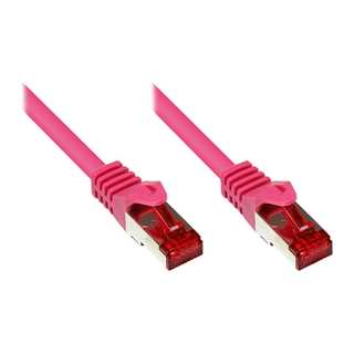 GoodConnections Patchkabel mit Rastnasenschutz, Cat. 6, S/FTP, PiMF, PVC, 250MHz, magenta, 3m,