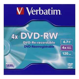1x5 Verbatim DVD-RW 4,7GB 4x Speed, Jewel Case