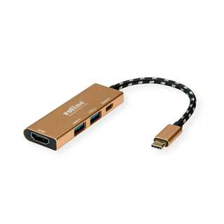 ROLINE GOLD USB Typ C Dockingstation, HDMI 4K, 2x USB 3.2 Gen 1, 1x PD