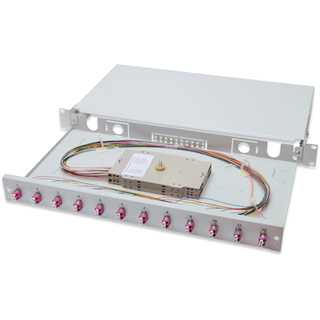 DIGITUS LWL Spleißbox 1HE bestückt 12x LC DX OM4 grau