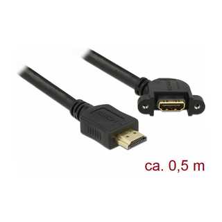 DELOCK Kabel HDMI-A Stecker > HDMI-A Buchse zum Einbau 110 gewinkelt 4K 30 Hz 0.5 m