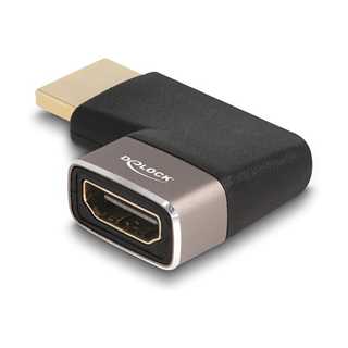 DELOCK HDMI Adapter Stecker zu Buchse 90 rechts gewinkelt 8K 60 Hz grau Metall