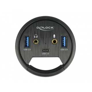 DELOCK 3 Port Tisch-Hub 1x USB Type-C und 2x USB Typ-A + HD-Audio Ports