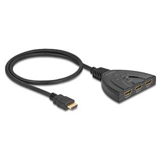 DELOCK HDMI Switch 3 x HDMI in zu 1 x HDMI out 8K 60 Hz mit integriertem Kabel 60cm