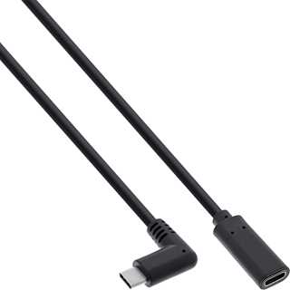 USB 3.2 Kabel - USB Typ-C Stecker gewinkelt auf Buchse - schwarz - 1m (35781)
