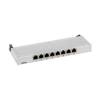 EFB Mini-Patchpanel STP 8xRJ45 Cat.6A, 10 0,5HE, RAL7035 grau