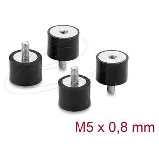 Delock Vibrationsdämpfer M5 x 0,8 mm D 20 x H 15 mm mit Innen und Außengewinde 4 Stück schwarz
