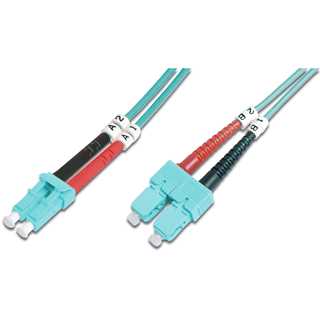 DIGITUS LWL Patchkabel LC -> SC 2.00m Multimode Duplex OM3