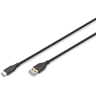 DIGITUS USB 2.0 Kabel Typ C -A Silikon St/St 0,5m schwarz