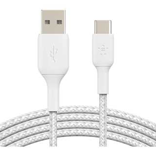 Belkin USB-C/USB-A Kabel ummantelt, 15cm, weiß
