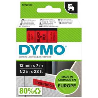 Dymo LabelWriter - D1 Etiketten Selbstklebend - 12 mm x 7 m - Schwarz auf Rot - (S0720570)